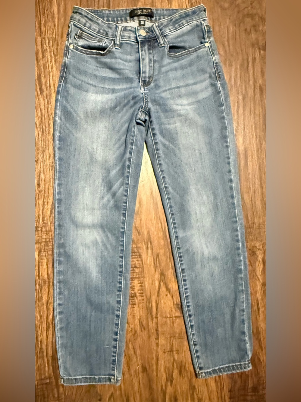 Judy Blue Mid Rise Straight Leg Stretch Skinny Ankle Jeans Medium Wash 28 6